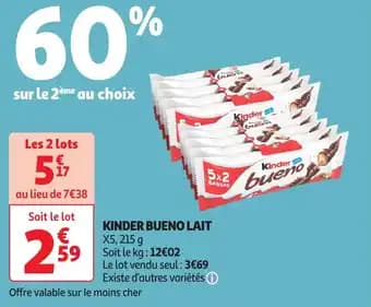 Kinder bueno lait 215 g