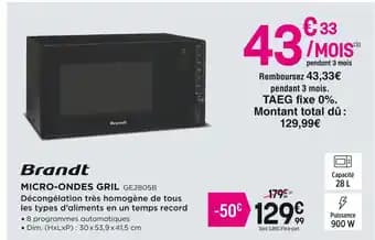 BRANDT Micro-ondes gril