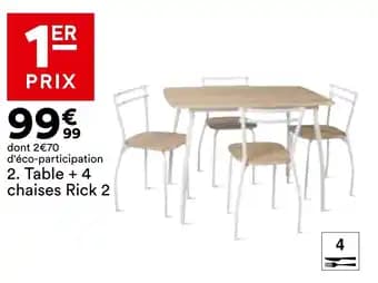 Table + 4 chaises rick 2