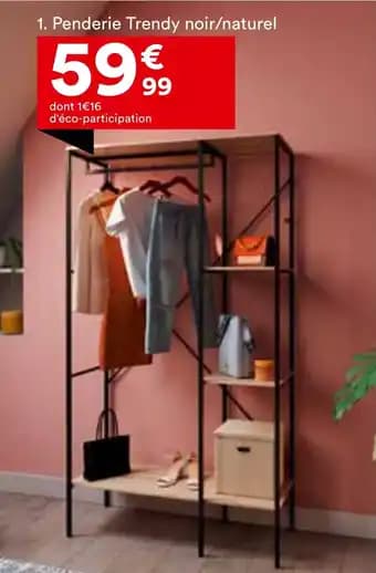 Penderie Trendy noir/naturel