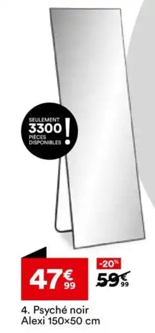 Psyché noir Alexi 150x50 cm