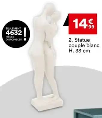 Statue couple blanc H. 33 cm