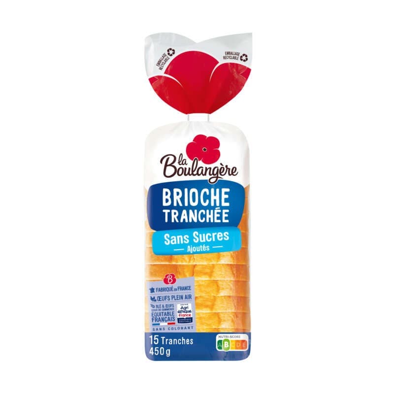 La Boulangère Brioche tranchée sans sucres ajoutés 450g