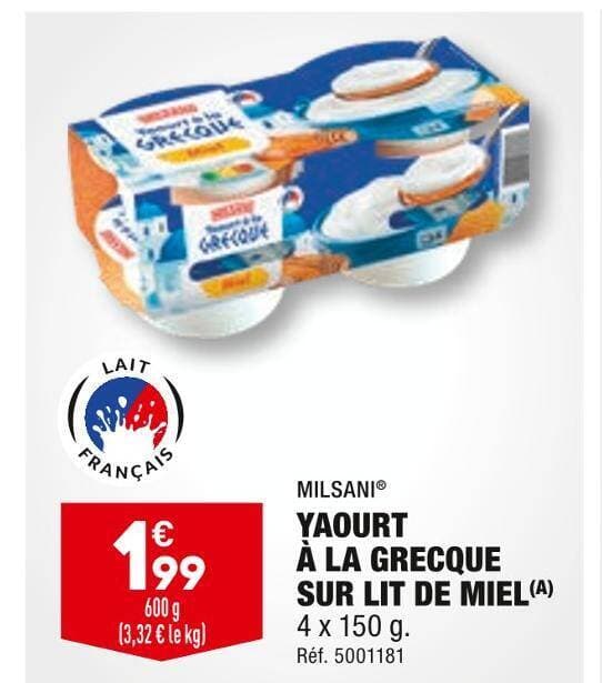 MILSANI YAOURT À LA GRECQUE SUR LIT DE MIEL