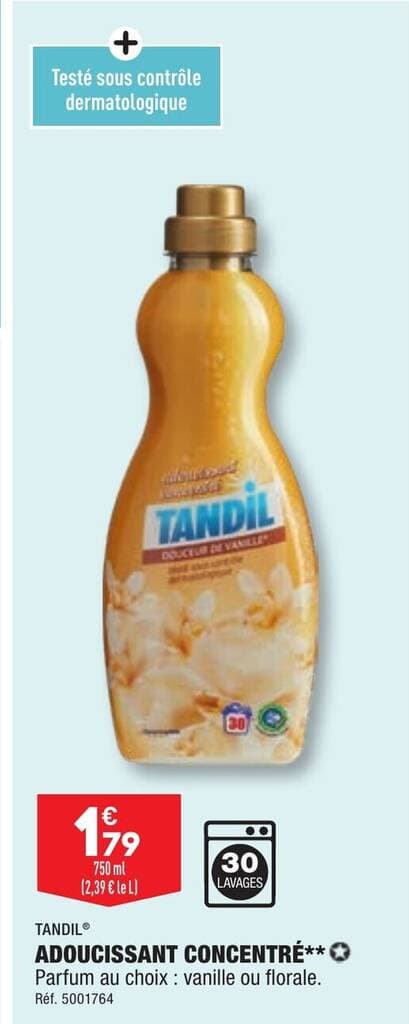 ADOUCISSANT CONCENTRÉ** Parfum au choix : vanille ou florale.