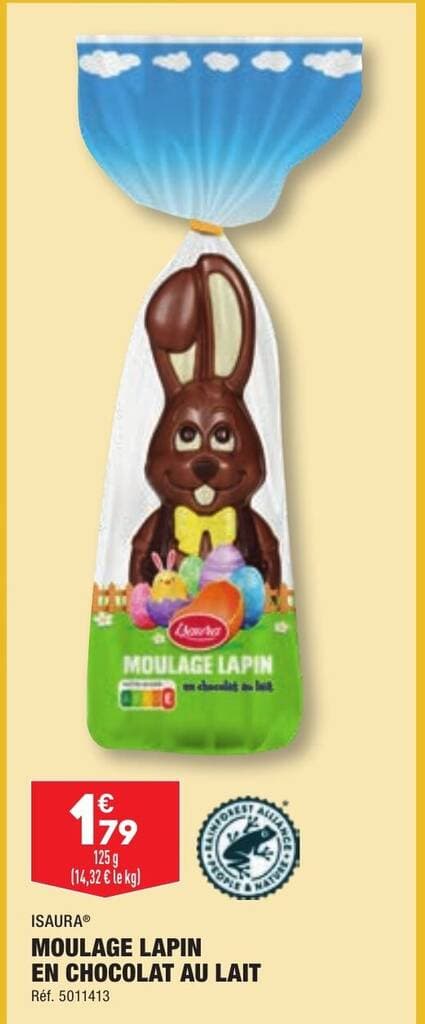 MOULAGE LAPIN EN CHOCOLAT AU LAIT