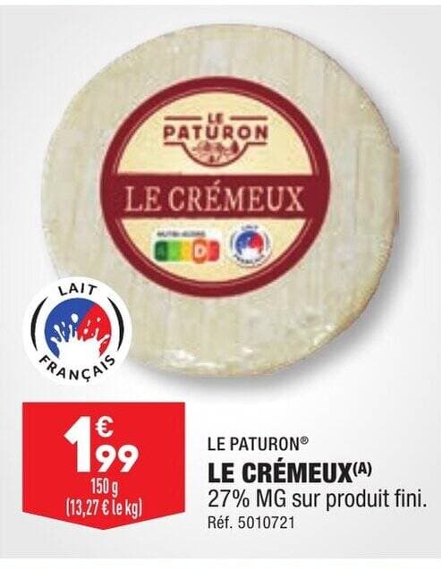 LE CRÉMEUX(A) 27% MG sur produit fini.