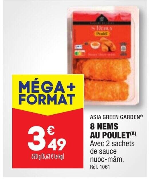 8 NEMS AU POULET(A) Avec 2 sachets de sauce nuoc-mâm. Réf. 1061