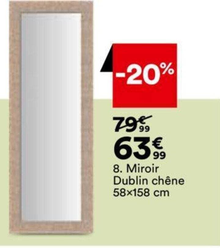 Miroir Dublin chêne 58x158 cm