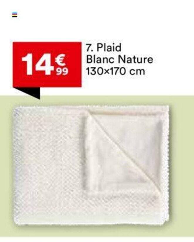 Plaid Blanc Nature 130×170 cm