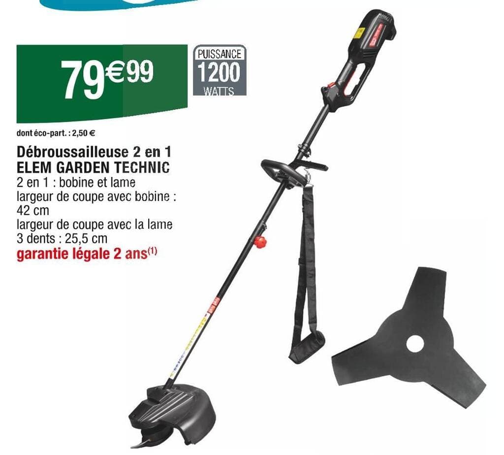 ELEM GARDEN TECHNIC Débroussailleuse 2 en 1