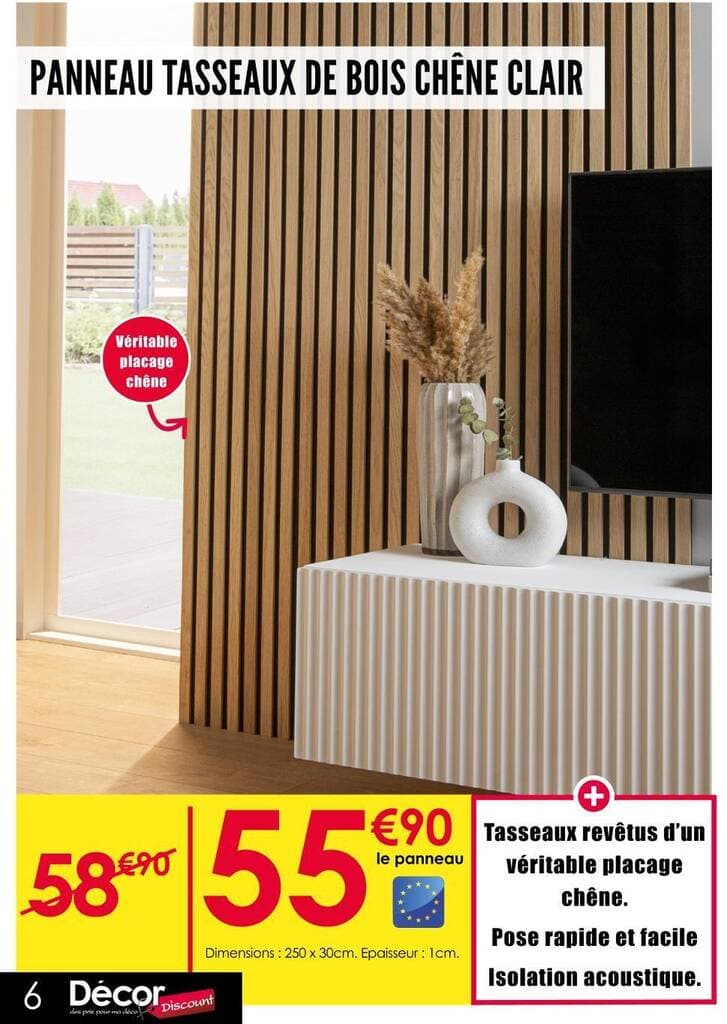 PANNEAU TASSEAUX DE BOIS CHÊNE CLAIR