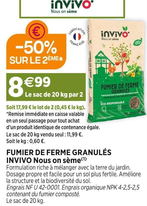 INVIVO Nous on sème FUMIER DE FERME GRANULÉS