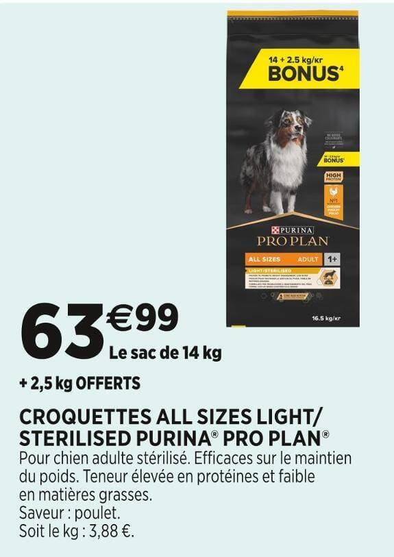 PURINA CROQUETTES ALL SIZES LIGHT/STERILISED