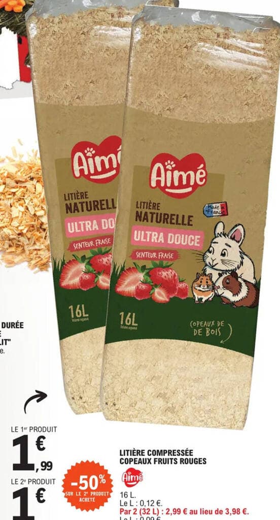 LITIÈRE COMPRESSÉE COPEAUX FRUITS ROUGES