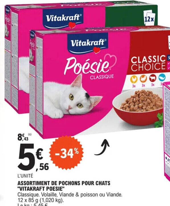 ASSORTIMENT DE POCHONS POUR CHATS "VITAKRAFT POESIE"