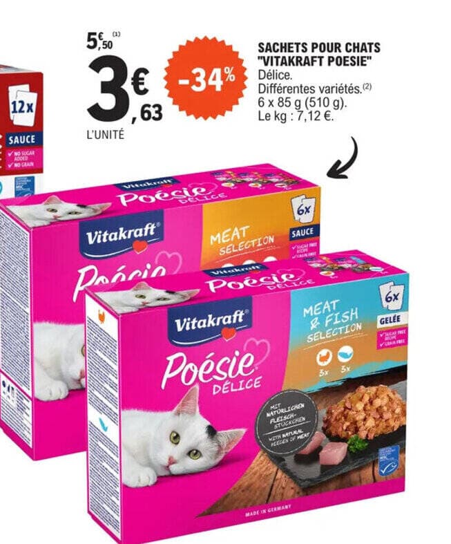 SACHETS POUR CHATS "VITAKRAFT POESIE"