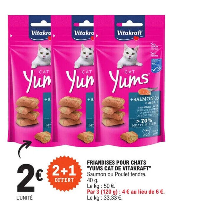 FRIANDISES POUR CHATS 2+1 YUMS CAT DE VITAKRAFT"