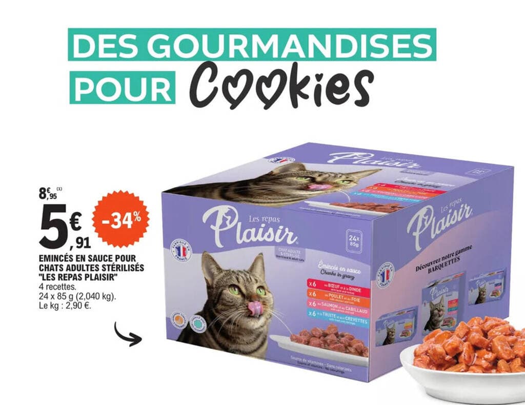 EMINCÉS EN SAUCE POUR CHATS ADULTES STÉRILISÉS "LES REPAS PLAISIR"