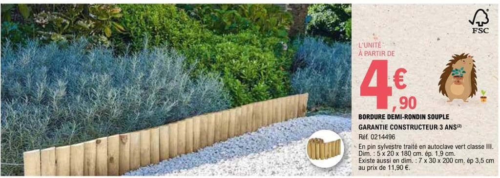 BORDURE DEMI-RONDIN SOUPLE GARANTIE CONSTRUCTEUR 3 ANS (²)