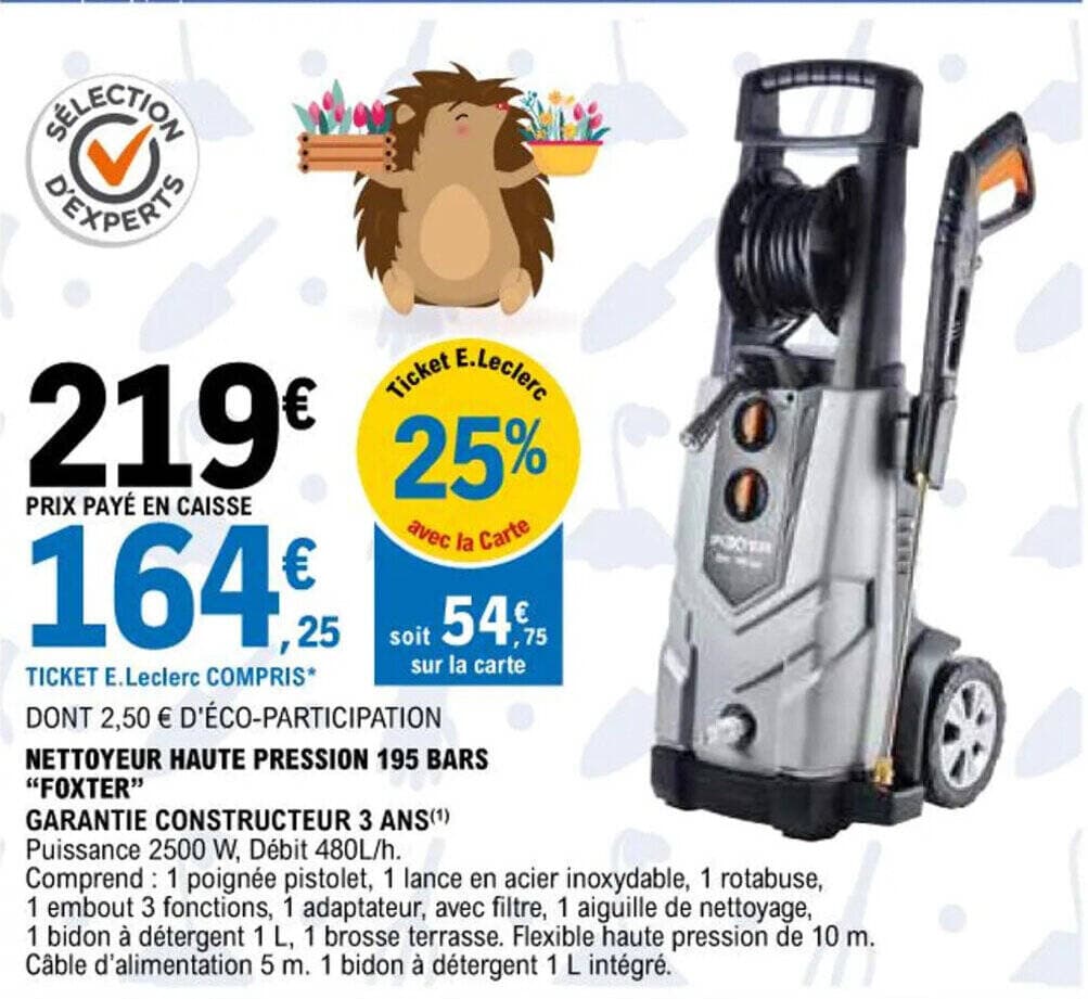 NETTOYEUR HAUTE PRESSION 195 BARS "FOXTER"