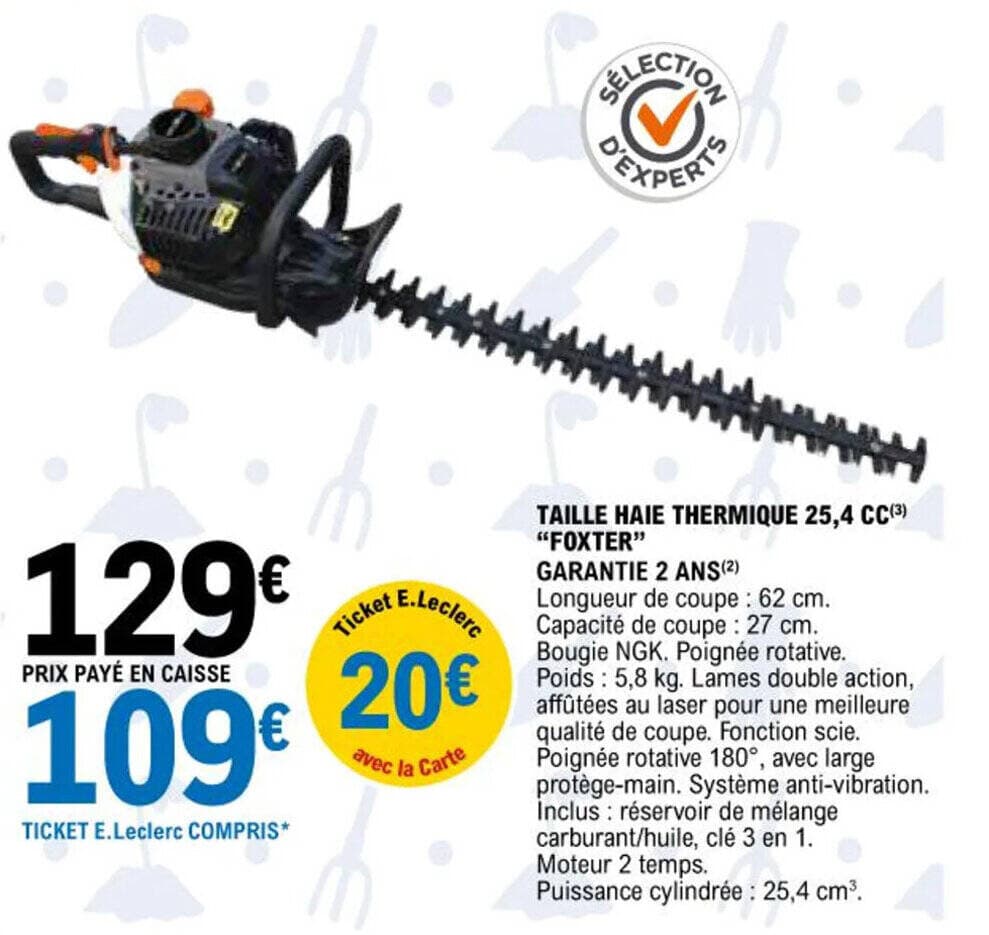 TAILLE HAIE THERMIQUE 25,4 CC(3) "FOXTER"