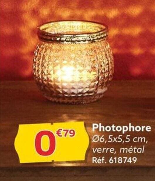 Photophore Ø6,5x5,5 cm, verre, métal Réf. 618749