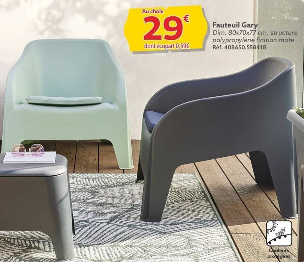 Fauteuil Gary Dim. 80x70x77 cm, structure polypropylène finition mate Réf. 408650.558418