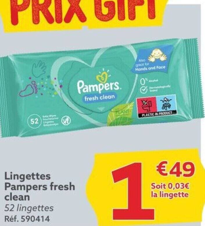 Lingettes Pampers fresh clean