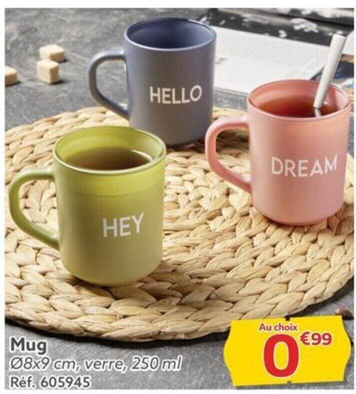 Mug Ø8x9 cm, verre, 250 ml