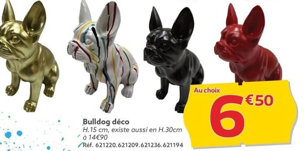 Bulldog déco H.15 cm, existe aussi en H.30cm