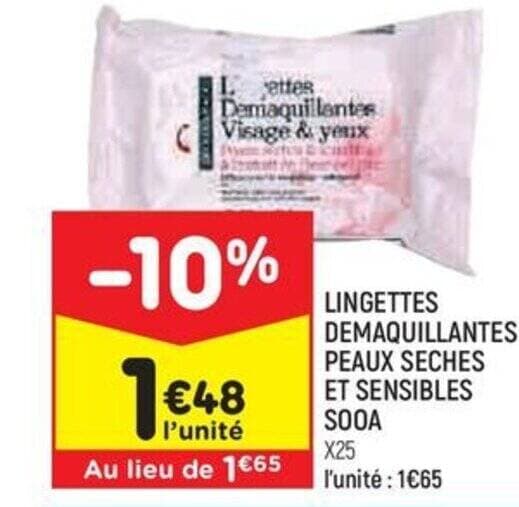LINGETTES DEMAQUILLANTES PEAUX SECHES ET SENSIBLES SOOA