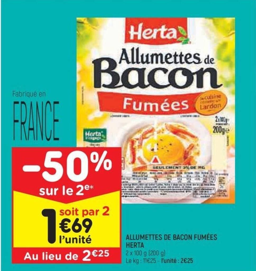 ALLUMETTES DE BACON FUMÉES HERTA