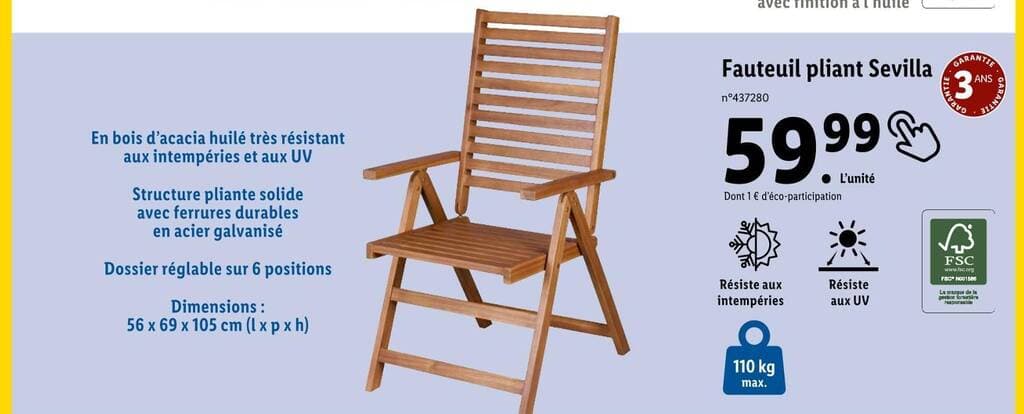 LIVARNO home Fauteuil pliant Sevilla
