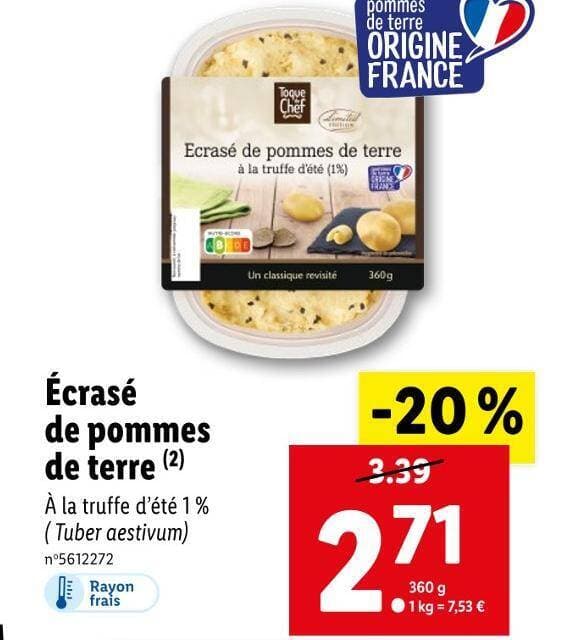 Toque du Chef Écrasé de pommes de terre