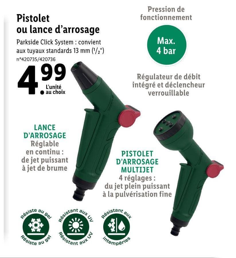 PARKSIDE Pistolet ou lance d’arrosage