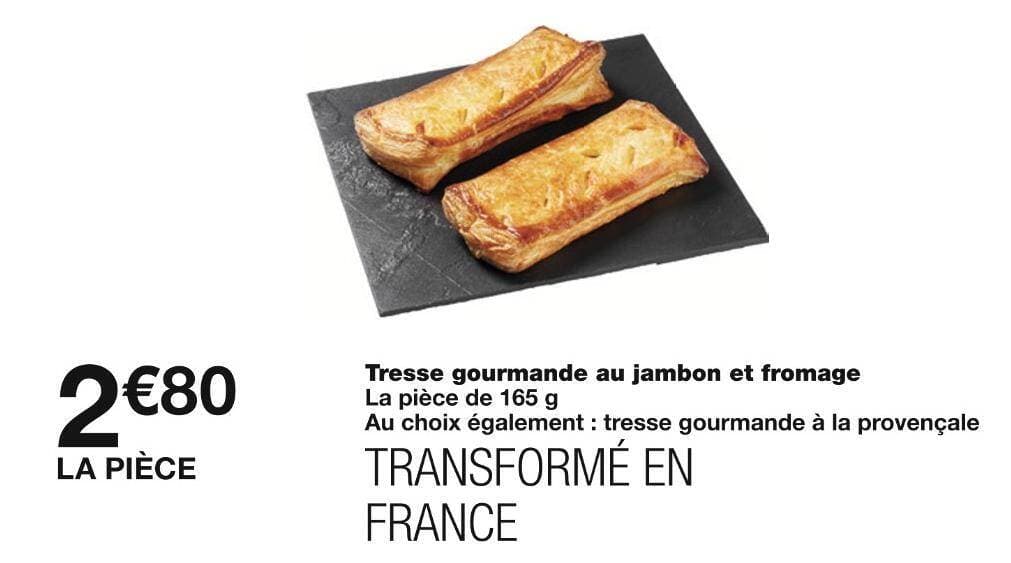 Tresse gourmande au jambon et fromage