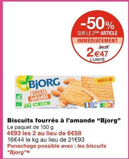Bjorg Biscuits fourrés à l’amande