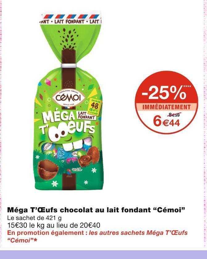 Cémoi Méga T’Œufs chocolat au lait fondant