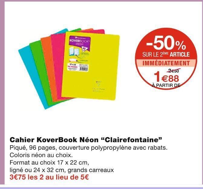Clairefontaine Cahier KoverBook Néon
