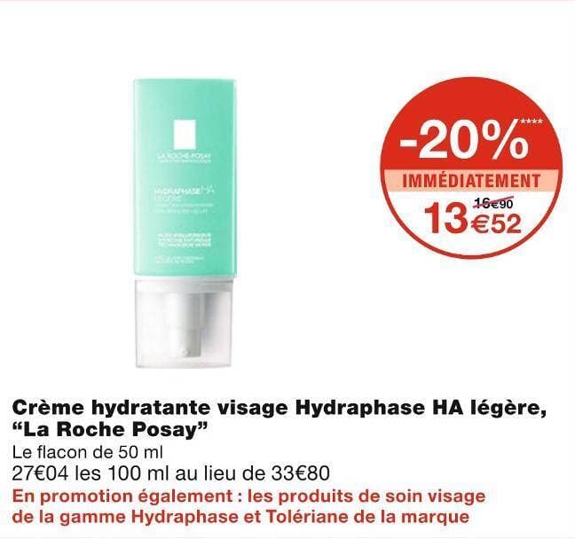 La Roche Posay Crème hydratante visage Hydraphase HA légère