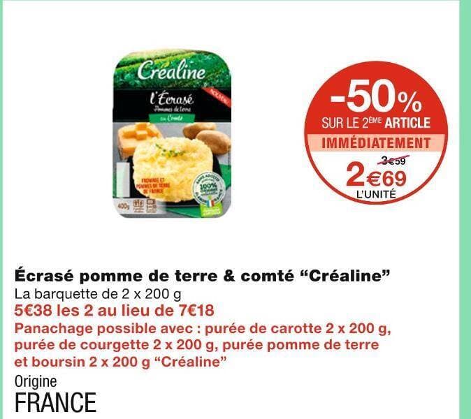 Créaline Écrasé pomme de terre & comté