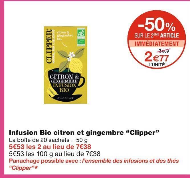 Clipper Infusion Bio citron et gingembre