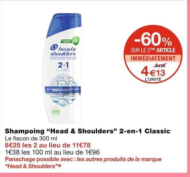Head & Shoulders Shampoing 2-en-1 Classic