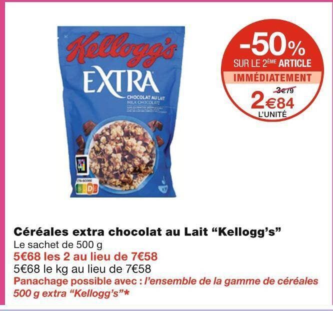 Kellogg’s Céréales extra chocolat au Lait