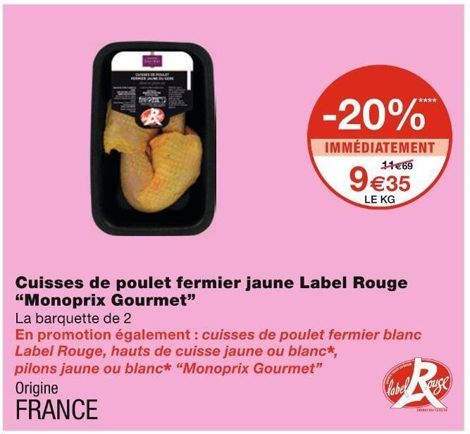 Monoprix Gourmet Cuisses de poulet fermier jaune Label Rouge