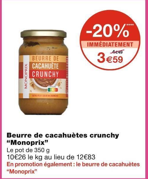 Monoprix Beurre de cacahuètes crunchy