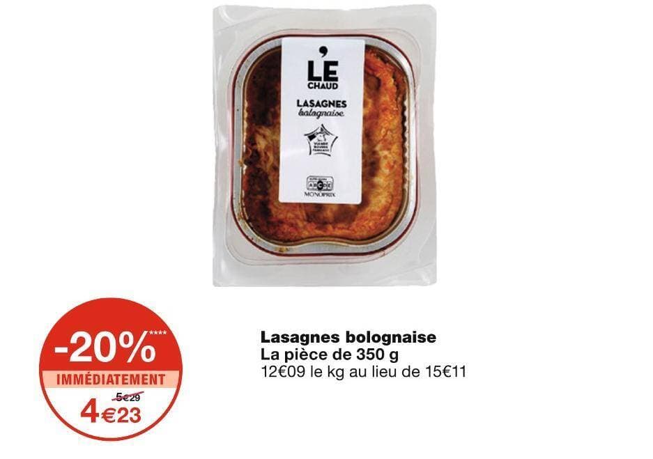 MONOPRIX Lasagnes bolognaise