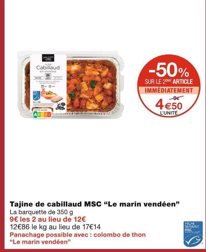 Le marin vendéen Tajine de cabillaud MSC