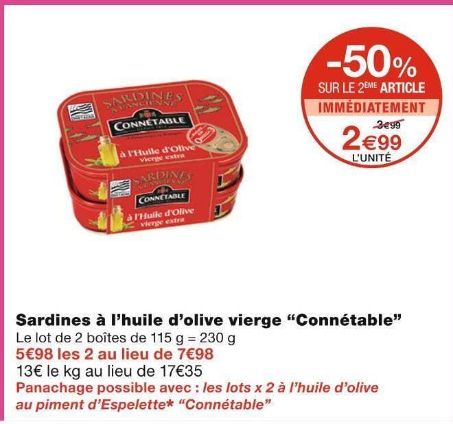 Connétable Sardines à l’huile d’olive vierge